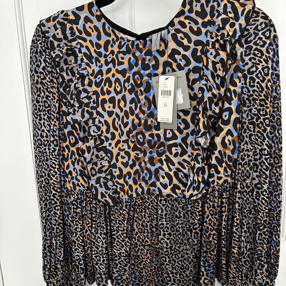 *NEW* Anthroplogie Bl^nk Moira Ruffle Leopard Print Blouse Size XS - Picture 4 of 4